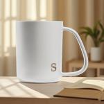 Personalized 15 oz Ceramic Mug with Gold Initial