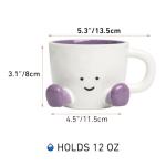 Cute Ceramic Coffee Mug - 12 oz Purple