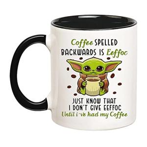 Funny Alien Coffee Mug: "Eeffoc" Message, 11 Oz