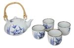 Blue and White Bamboo Design Tea Set