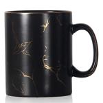 Extra Large Matte Black Gold Pattern Coffee Mug