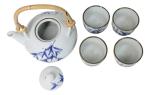 Blue and White Bamboo Design Tea Set