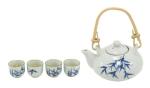 Blue and White Bamboo Design Tea Set