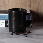 Extra Large Matte Black Gold Pattern Coffee Mug