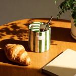 Gift Box Style Ceramic Coffee Mug in Green & White