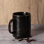 Extra Large Matte Black Gold Pattern Coffee Mug