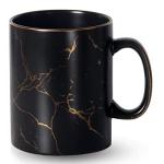 Extra Large Matte Black Gold Pattern Coffee Mug