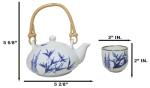 Blue and White Bamboo Design Tea Set