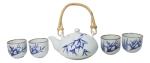 Blue and White Bamboo Design Tea Set