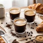 12 Pack Classic Glass Coffee Mugs with Handle