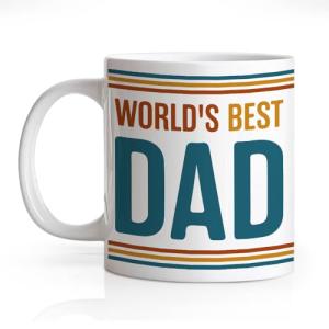 Gkodw World's Best Dad 11oz Double-Sided Ceramic Mug, Funny Worlds Best Dad Mug, Christmas Birthday Thanksgiving Gifts for Husband Soulmate, Father's Day Office Gifts for Family Uncle Daddy Grandpa