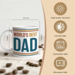 Gkodw World's Best Dad 11oz Double-Sided Ceramic Mug, Funny Worlds Best Dad Mug, Christmas Birthday Thanksgiving Gifts for Husband Soulmate, Father's Day Office Gifts for Family Uncle Daddy Grandpa
