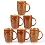GBhome 20oz Large Coffee Mugs Set of 6, Handmade Tall Ceramic Coffee Mugs with Texture Patterns for Cappuccino, Latte,Hot Cocoa, Dishwasher & Microwave Safe
