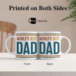 Gkodw World's Best Dad 11oz Double-Sided Ceramic Mug, Funny Worlds Best Dad Mug, Christmas Birthday Thanksgiving Gifts for Husband Soulmate, Father's Day Office Gifts for Family Uncle Daddy Grandpa