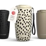 LARS NYSØM Thermo Coffee Mug-to-go with Strap 17oz | Travel Mug with Insulation | Leak Proof Stainless Steel Thermal Tumbler with Pattern Design for Coffee and Tea to Go