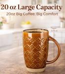 GBhome 20oz Large Coffee Mugs Set of 6, Handmade Tall Ceramic Coffee Mugs with Texture Patterns for Cappuccino, Latte,Hot Cocoa, Dishwasher & Microwave Safe