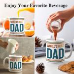 Gkodw World's Best Dad 11oz Double-Sided Ceramic Mug, Funny Worlds Best Dad Mug, Christmas Birthday Thanksgiving Gifts for Husband Soulmate, Father's Day Office Gifts for Family Uncle Daddy Grandpa