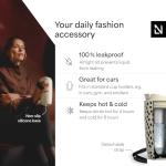 LARS NYSØM Thermo Coffee Mug-to-go with Strap 17oz | Travel Mug with Insulation | Leak Proof Stainless Steel Thermal Tumbler with Pattern Design for Coffee and Tea to Go