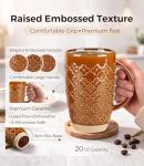 GBhome 20oz Large Coffee Mugs Set of 6, Handmade Tall Ceramic Coffee Mugs with Texture Patterns for Cappuccino, Latte,Hot Cocoa, Dishwasher & Microwave Safe