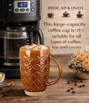 GBhome 20oz Large Coffee Mugs Set of 6, Handmade Tall Ceramic Coffee Mugs with Texture Patterns for Cappuccino, Latte,Hot Cocoa, Dishwasher & Microwave Safe