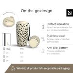 LARS NYSØM Thermo Coffee Mug-to-go with Strap 17oz | Travel Mug with Insulation | Leak Proof Stainless Steel Thermal Tumbler with Pattern Design for Coffee and Tea to Go