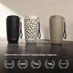 LARS NYSØM Thermo Coffee Mug-to-go with Strap 17oz | Travel Mug with Insulation | Leak Proof Stainless Steel Thermal Tumbler with Pattern Design for Coffee and Tea to Go