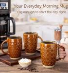 GBhome 20oz Large Coffee Mugs Set of 6, Handmade Tall Ceramic Coffee Mugs with Texture Patterns for Cappuccino, Latte,Hot Cocoa, Dishwasher & Microwave Safe