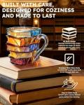 3D Painted Book Stack Mug - 11oz Unique Stained Glass Coffee Cup for Readers & Book Lovers, Hand-painted Reading Happiness Cup, Library Bookbound Mug Desk Decorative Collection Gifts