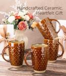 GBhome 20oz Large Coffee Mugs Set of 6, Handmade Tall Ceramic Coffee Mugs with Texture Patterns for Cappuccino, Latte,Hot Cocoa, Dishwasher & Microwave Safe