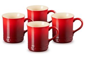 Le Creuset Stoneware Set of 4 Mugs, 14 oz. each, Cerise