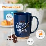 Christian Art Gifts Coffee Mug: Soar on Wings Like Eagles - Isaiah 40:31 Inspirational Scripture, 15 oz, Navy Blue