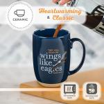 Christian Art Gifts Coffee Mug: Soar on Wings Like Eagles - Isaiah 40:31 Inspirational Scripture, 15 oz, Navy Blue