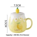 UFOTSAM Coffee Mug Cups Ceramic Tea Cup Fruits Lemon Shaped Handmade Cute Mugs With Lid Spoon Handle Office Home Hot Ice Chocolate Milk Mugs Gifts Microwave Dishwasher Safe Travel Mugs (Yellow)
