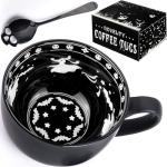 Taruzil Christmas Gifts, Midnight Skull Coffee Mugs with Spoons, Halloween Birthday White Elephant Weird Gifts for Women Men Girl Friends, Halloween Spooky Witchy Gothis Decor Horror Novelty Tea Cup