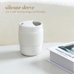 Handmade Ceramic Travel Coffee To Go Tumbler with Half Lid, 17oz Unique Tea Coffee Cup with Sip-top Lid, Speckle White