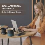 RENEWREVITAL Tea Cup with Infuser, 13.5oz Ceramic Tea Infuser Mug with Wood Handle and Cup Lid, Tea Strainer Cup for Loose Leaf Steeping, Blue&Black