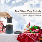 RENEWREVITAL Tea Cup with Infuser, 13.5oz Ceramic Tea Infuser Mug with Wood Handle and Cup Lid, Tea Strainer Cup for Loose Leaf Steeping, Blue&Black