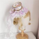 MYAYD Women's Lolita Hair accessories Tea Cup Top Hat Court Rococo Spanish flat Hat for Halloween party (Purple)