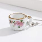 Mismatched Pink Ceramic Teacup and Saucer Earrings, Charming Dining Inspired Dangle Pair, Lightweight Porcelain Material and Smooth Hook Design for Daily Wear Accessory