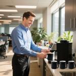 Momugs 12 oz Cup Plain Gloss Black Ceramic Coffee Mug Set of 4 for Milk, Tea, Glazed Porcelain Cups with handle for Home Office, Dishwasher & Microwave Safe