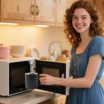 Momugs 12 oz Cup Plain Gloss Black Ceramic Coffee Mug Set of 4 for Milk, Tea, Glazed Porcelain Cups with handle for Home Office, Dishwasher & Microwave Safe