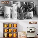 Helsin 9 Grid Vintage Coffee Mug Display Rack, 16inch Wall Mounted Wooden Curio Shadow Box Shelf, Cup Floating Shelves Display and Organizer (Bronze)