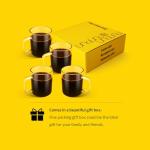 PunPun 17oz. / 500 ml Large Clear Glass Coffee Mugs Set of 4, Clear Espresso Cups, Large Wide Mouth Glass Mugs with Big Handle, Heatable Coffee Mugs for Cappuccinos and Juice Glass Cups