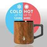 Elemental Insulated Coffee Mug - Triple-Wall Stainless Steel Summit Travel Cup for Hot and Cold Drinks - Thermal Coffee Mug with Lid and Handle for Camping, Office & Travel 12oz - Teakwood