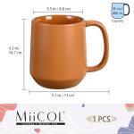 Miicol Ceramic Coffee Mug, 16 oz Large Coffee Cup, Tea Mug with Handle, Flat Bottom Mug for Men, Women, Office, Microwave and Dishwasher Safe, Multi-Color, Burnt Orange