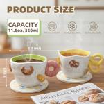 DIF DECO Christmas Mugs 11.8 OZ Ceramic Cute Donut Shape Coffee Mug with Handle Unique Holiday Hot Cocoa Cup Perfect for Tea & Coffee Lovers, Gifts for Family or Children, Dishwasher Safe(350ml)