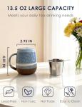 SISETOP 13.5 OZ Large Tea Cup with Infuser and Lid, Reactive Glaze Tea Infuser Mug, Ceramic Loose Leaf Teacup for Brewing, Microwave & Dishwasher Safe, Pale Blue