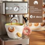 DIF DECO Christmas Mugs 11.8 OZ Ceramic Cute Donut Shape Coffee Mug with Handle Unique Holiday Hot Cocoa Cup Perfect for Tea & Coffee Lovers, Gifts for Family or Children, Dishwasher Safe(350ml)