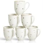 Esfour Ceramics Coffee Mugs Set Of 6, 14 Oz Large Handle Heavy Duty Cups - Microwave Dishwasher Safe - Latte, Cappuccino, Tea, Cocoa, Mocha - Men, Women, Home Office Daily Use, Classic Assorted Colors