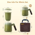 Tmtemn Ceramic Tea Cup with Infuser and Lid, Thick Sturdy Lead & Cadmium Free Porcelain Tea Mug with Wooden Handle, Insulated Tea Cup for Loose Tea, Office Home Daily Use, Hand Wash Recommended